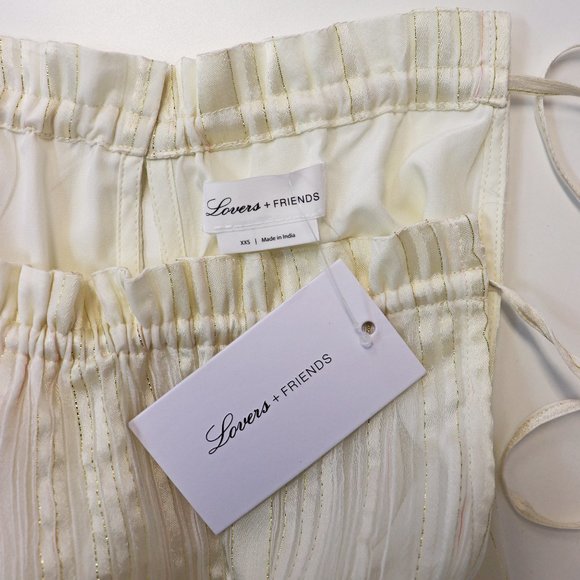 LOVERS + FRIENDS *NWT* Thistle Mini Dress in Ivory Gold Metallic Accents XXS - Picture 6 of 8